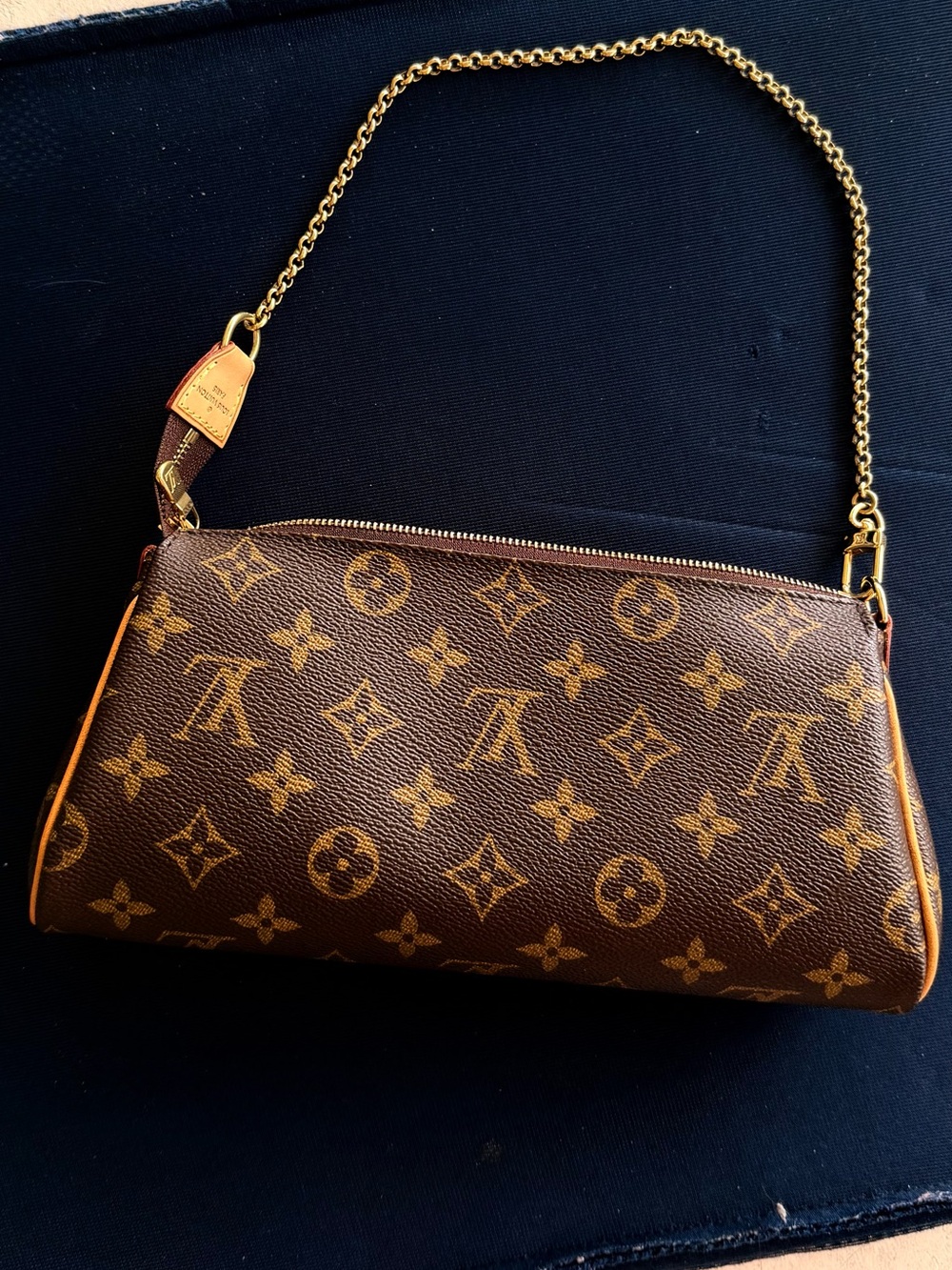 Louis Vuitton Brown Monogram Canvas Chain Shoulder Bag with Gold Hardware